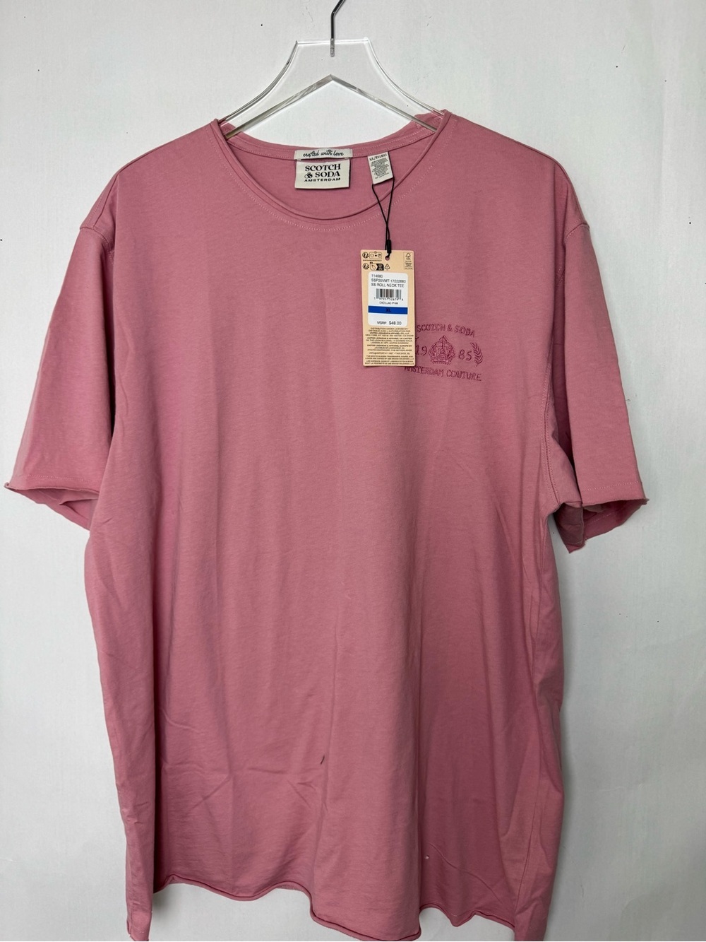 SCOTCH & SODA AMSTERDAM ROLL NECK TEE CADILLAC PINK XL
